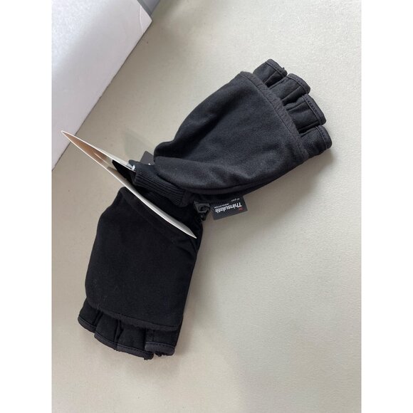 Hand Armor Fingerless Convertable Gloves Mittens L Thinsulate Black Velcro NEW - Picture 5 of 6
